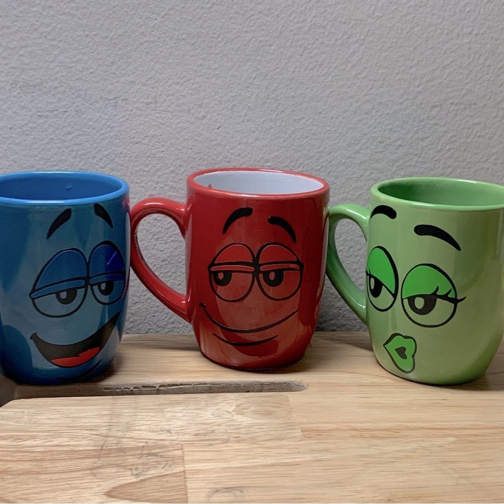 Set of 3 handmade m&m mugs